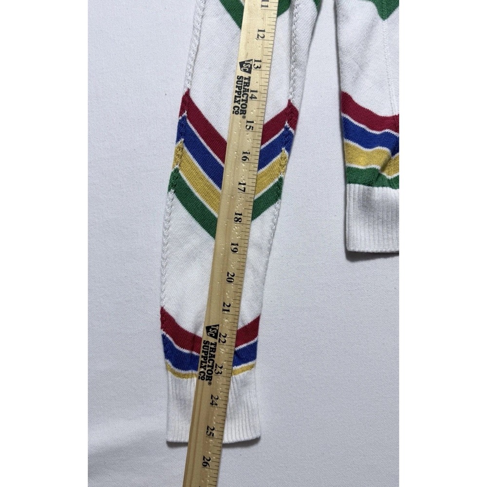 Forever 21 Rainbow Chevron Sweater Small White Colorful Knit Boho - Picture 5 of 10